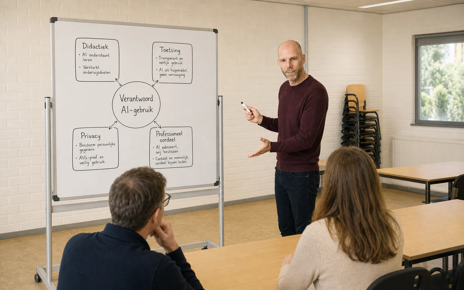 Marcel Mutsaarts licht een praktisch raamwerk voor verantwoord AI-gebruik toe aan onderwijsprofessionals.