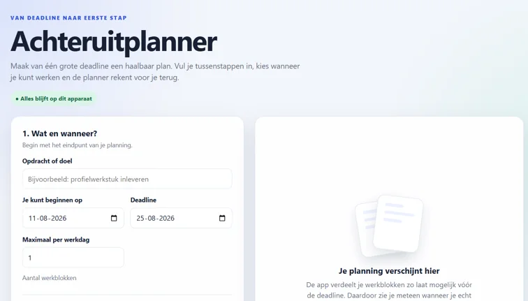 Schermafbeelding van De Achteruitplanner