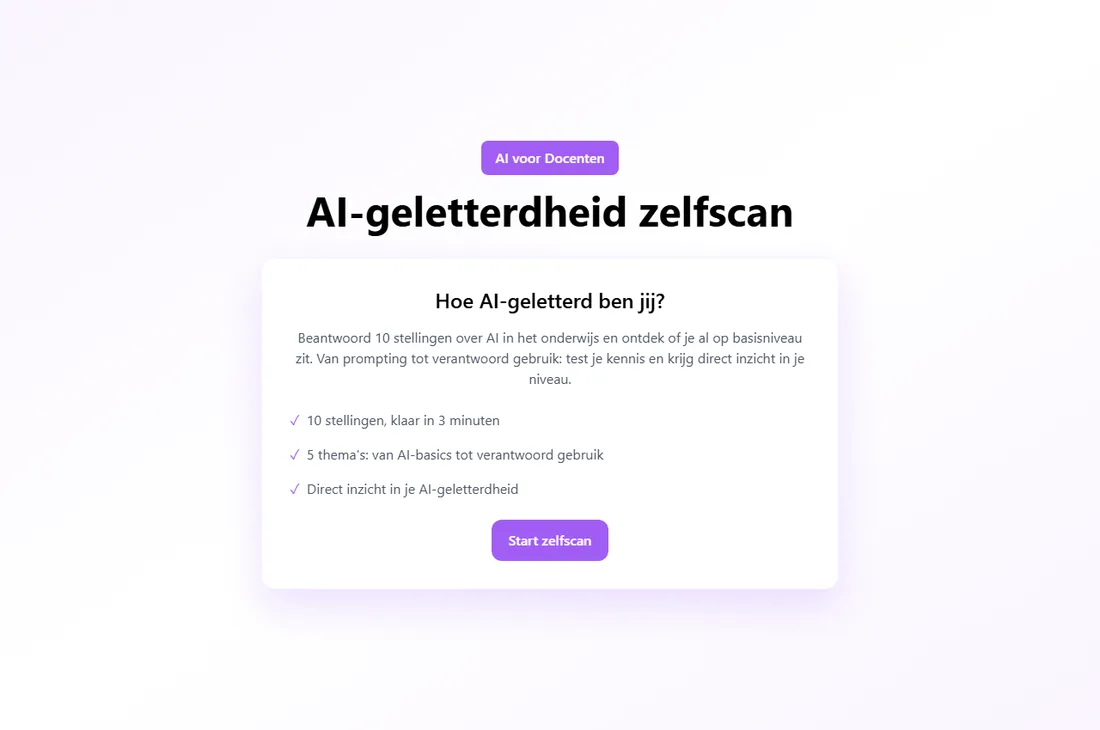 Schermafbeelding van AI-geletterdheid zelfscan