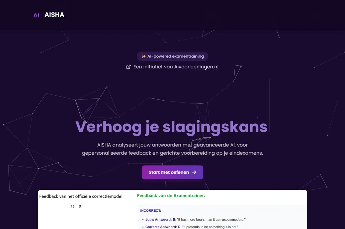 Schermafbeelding van AISHA Examentrainer
