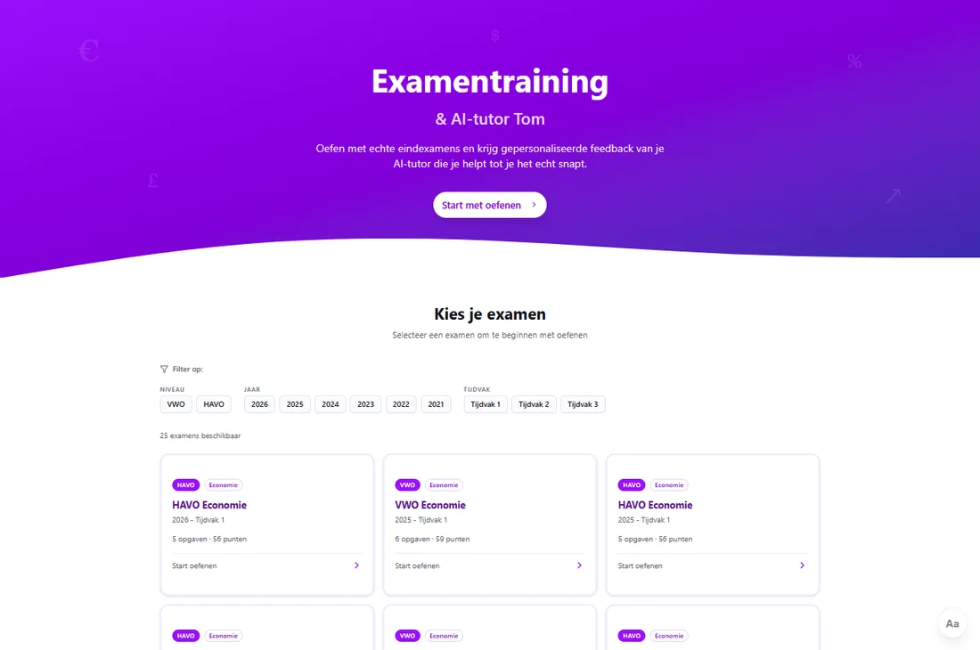 Schermafbeelding van Economie Examentraining