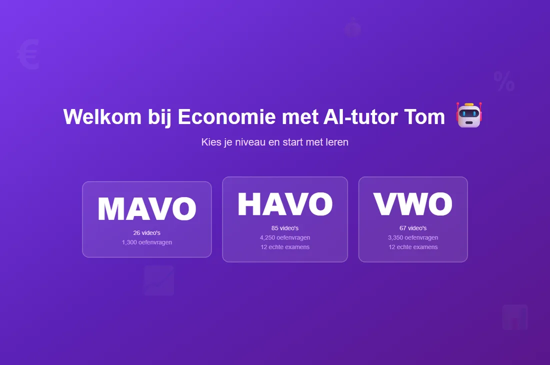 Schermafbeelding van Economie met Jos & AI tutor Tom