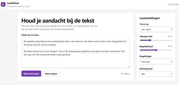 Schermafbeelding van De leesliniaal