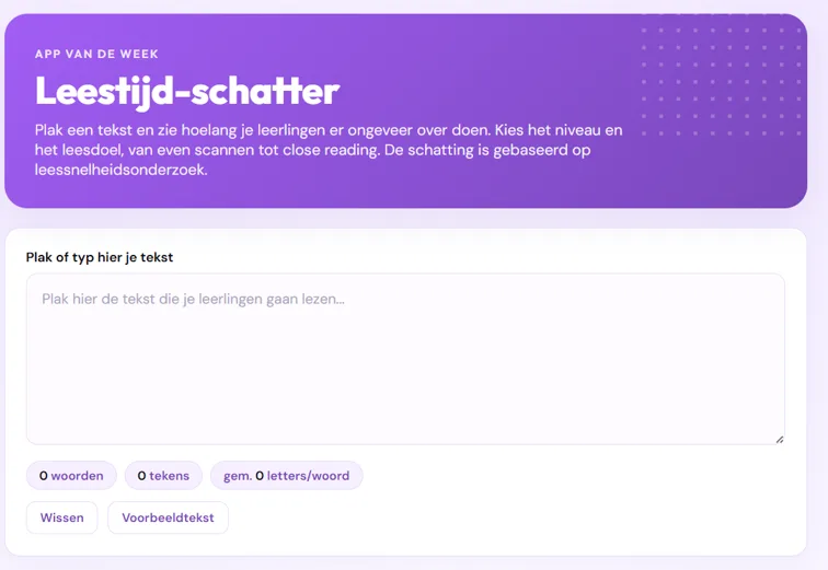 Schermafbeelding van Leestijd-schatter