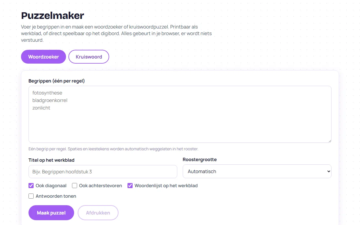 Schermafbeelding van Puzzelmaker
