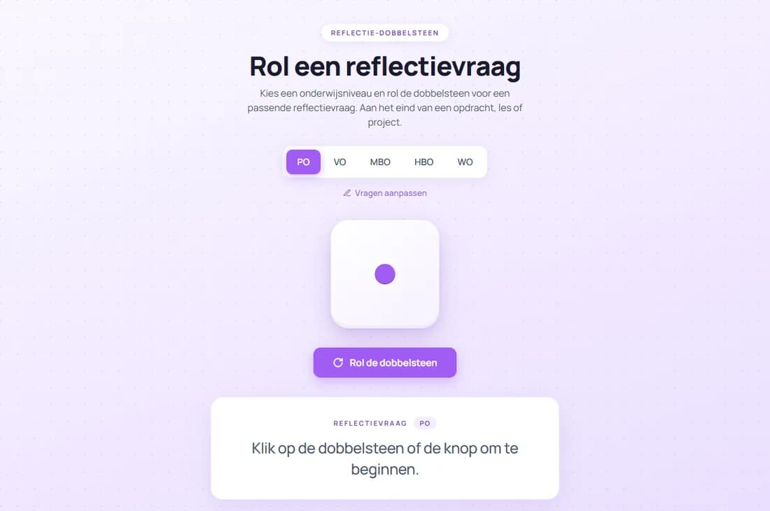 Schermafbeelding van Reflectiedobbelsteen