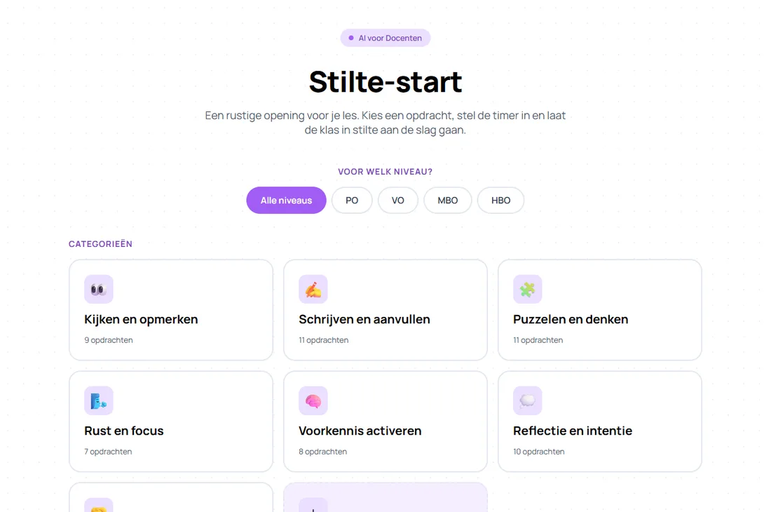 Schermafbeelding van Stilte les starter