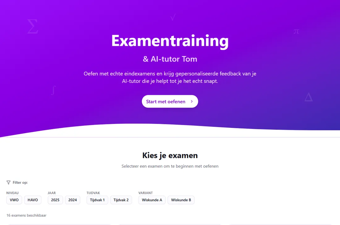 Schermafbeelding van Wiskunde Examentraining
