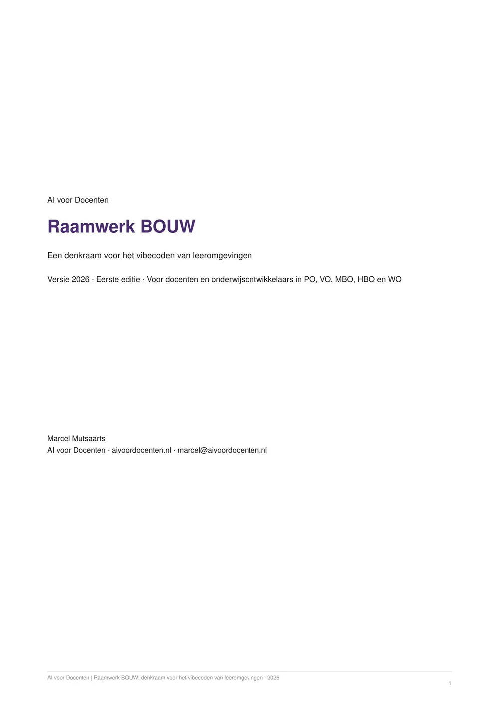 Voorblad van het raamwerk BOUW 2026