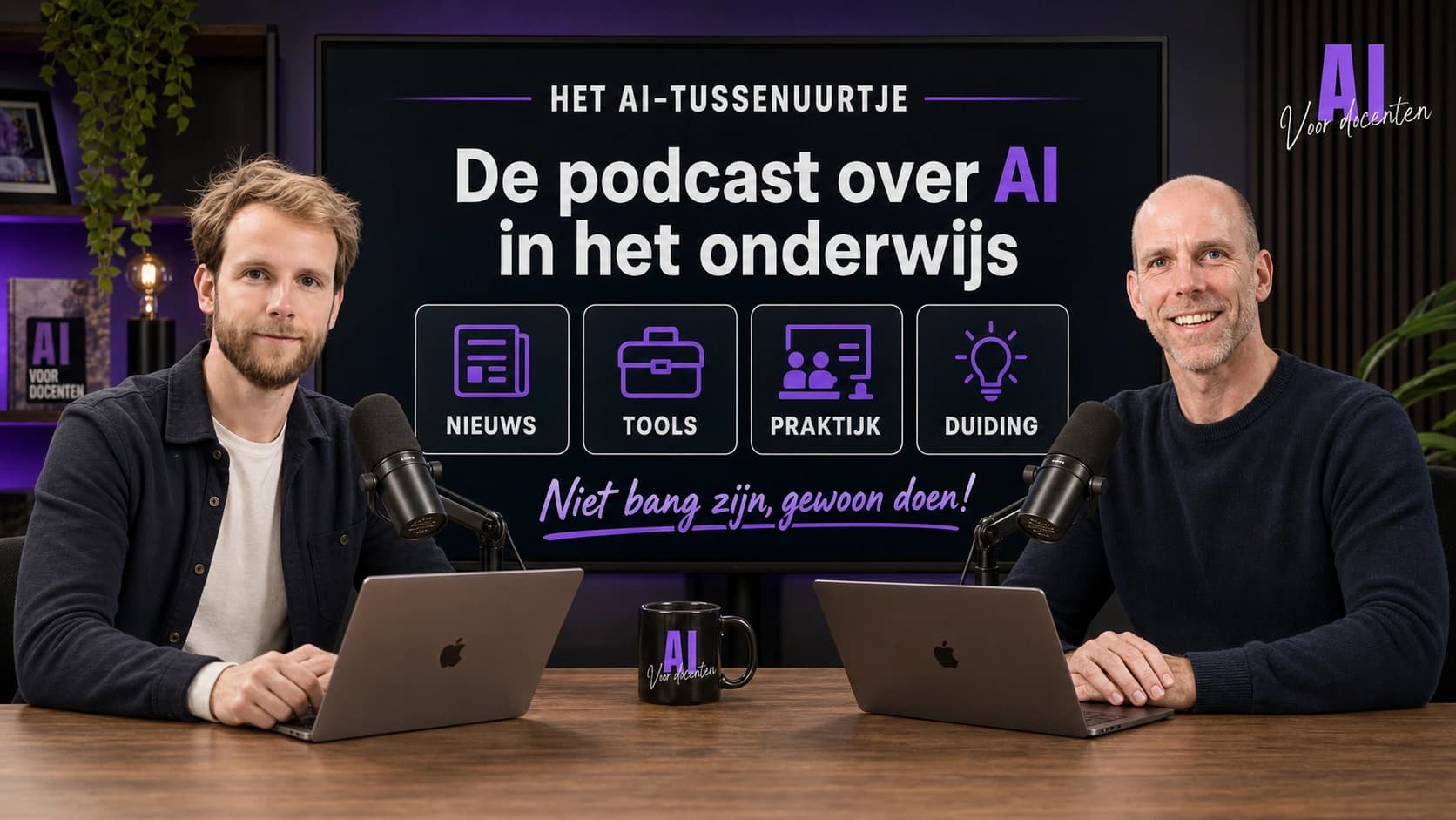 Promobeeld voor Het AI-tussenuurtje, de gratis wekelijkse podcast over AI in het onderwijs.