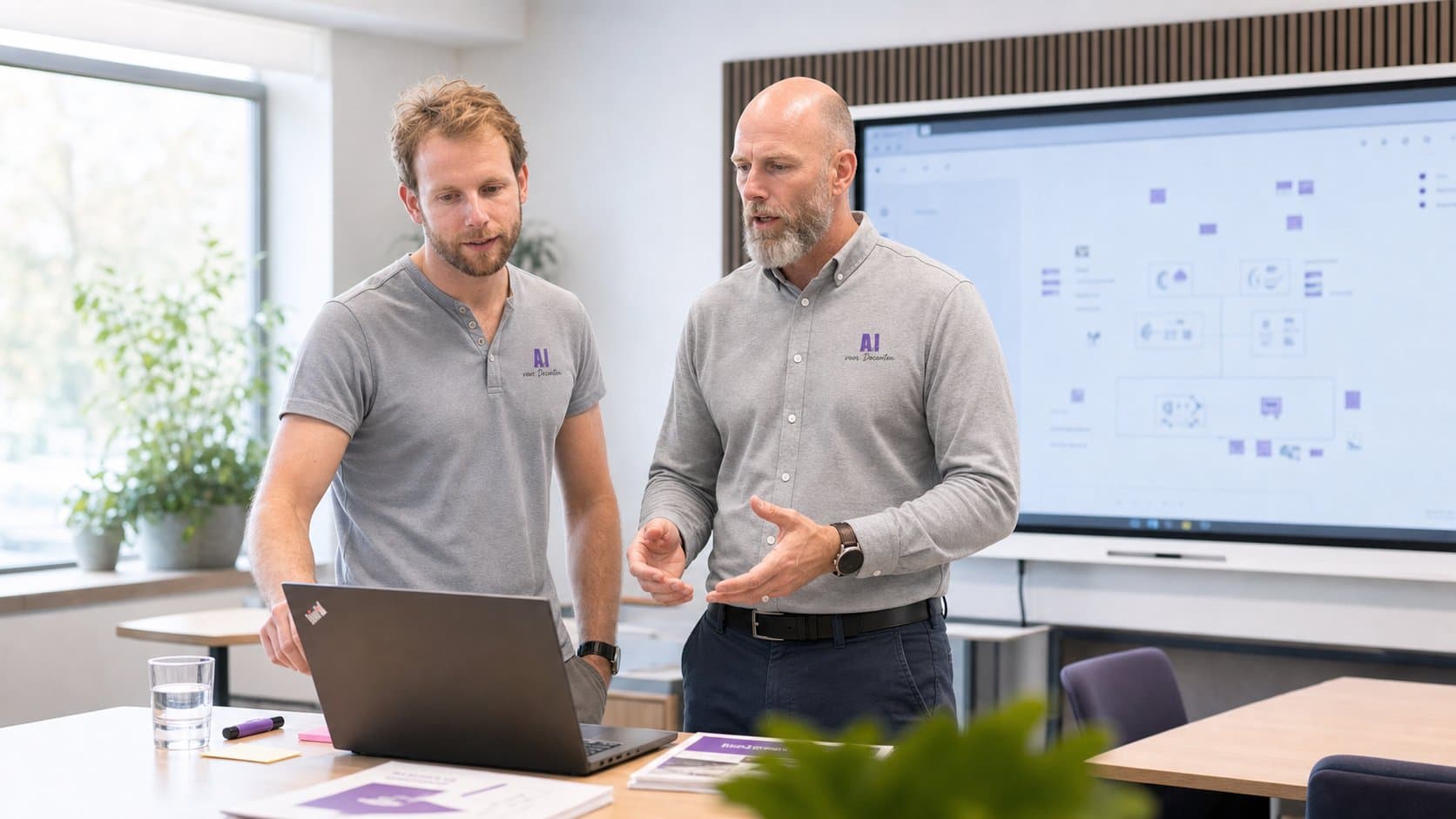 Tom Naberink en Marcel Mutsaarts werken samen aan AI-geletterdheid in het onderwijs.