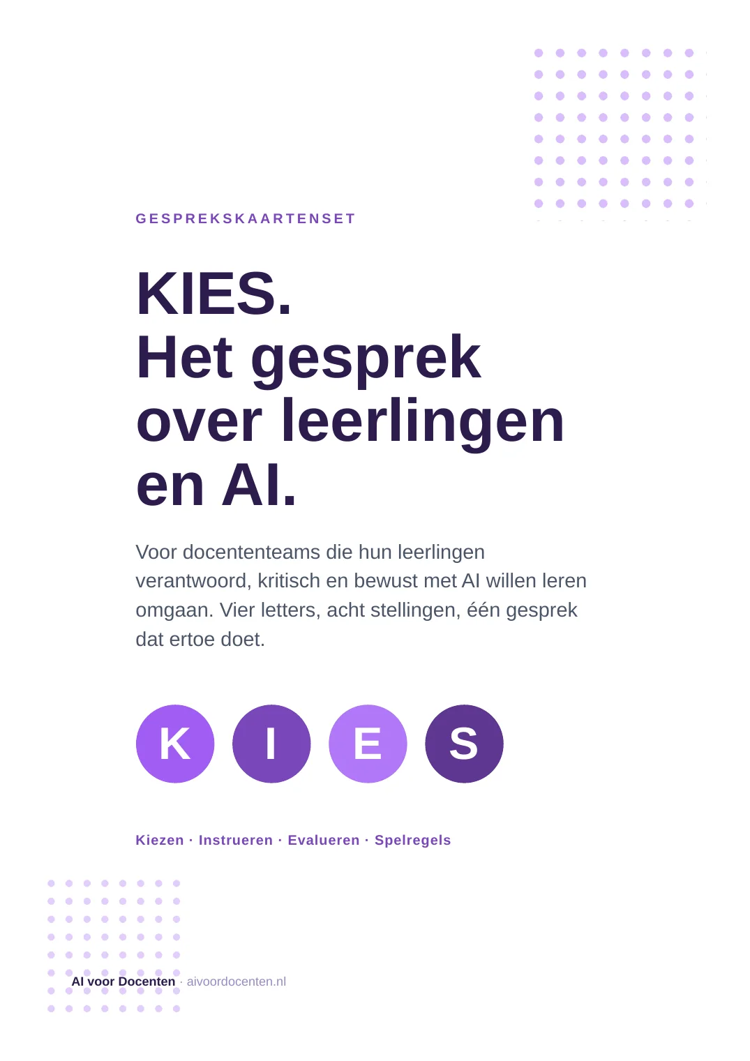 Voorblad van de gesprekskaartenset KIES