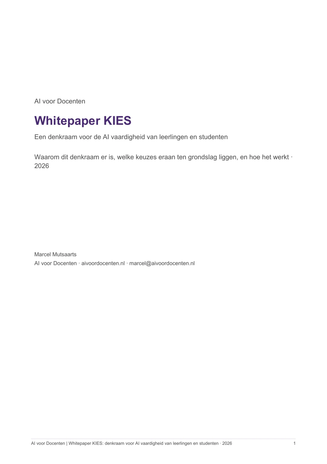 Voorblad van de whitepaper KIES 2026
