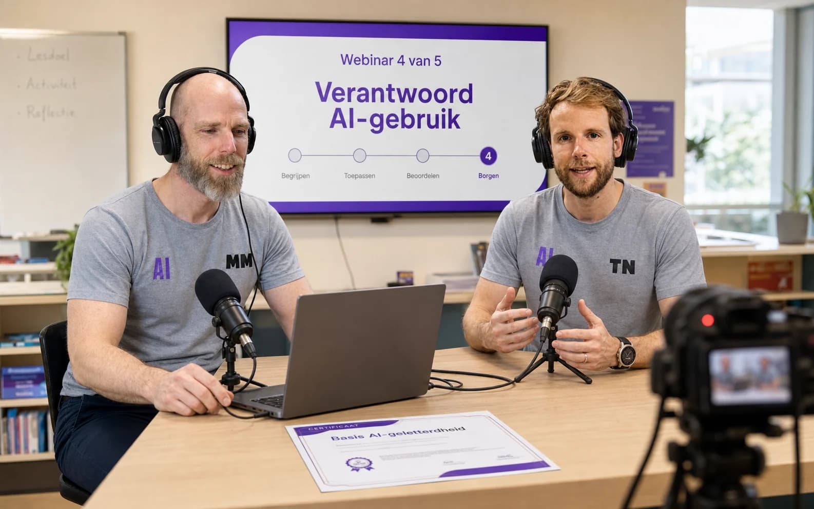 Tom Naberink en Marcel Mutsaarts verzorgen webinar vier van de certificeringsroute over verantwoord AI-gebruik.